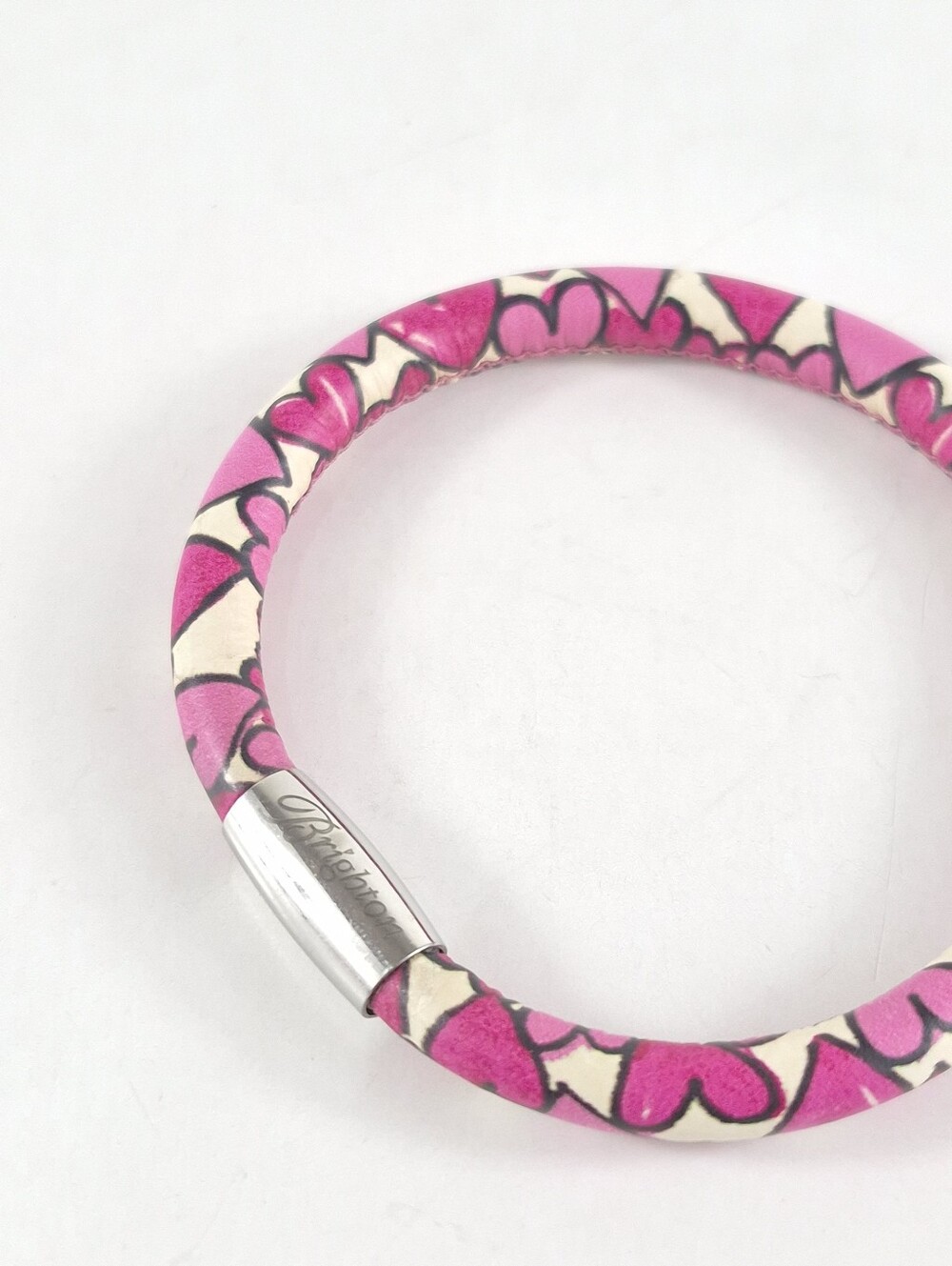 Brighton Woodstock Pink Hearts Leather Charm Bracelet - Picture 4 of 7